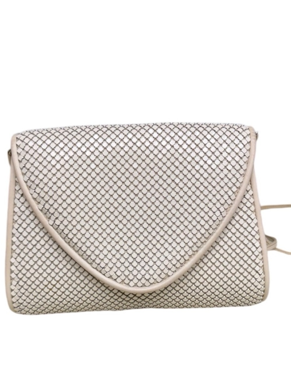 Vintage Whiting & Davis Ivory Metal Mesh Crossbody Bag